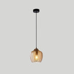 Lampada a Sospensione Barrel 1 Luce in Vetro Wave Testurizzato Nordico