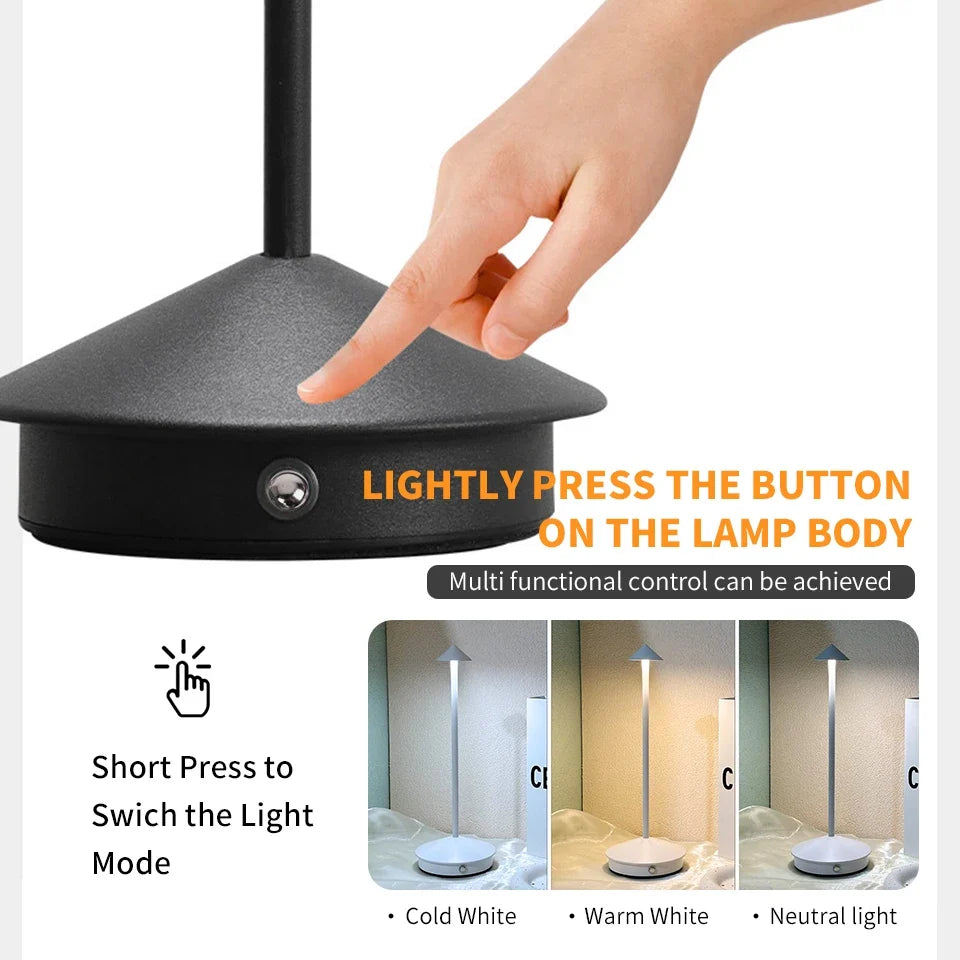 LumaTouch – Lampada da Tavolo LED Ricaricabile con Dimming Continuo
