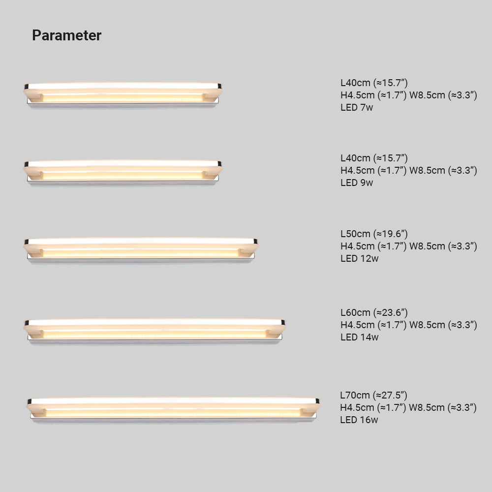 Lampada da parete Arisha Nordic Linear Metal Mirror, Cromata/Nera