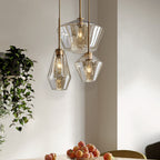Lampadario di Giugno in Vetro, Trasparente/Ambrato a Forma di Diamante