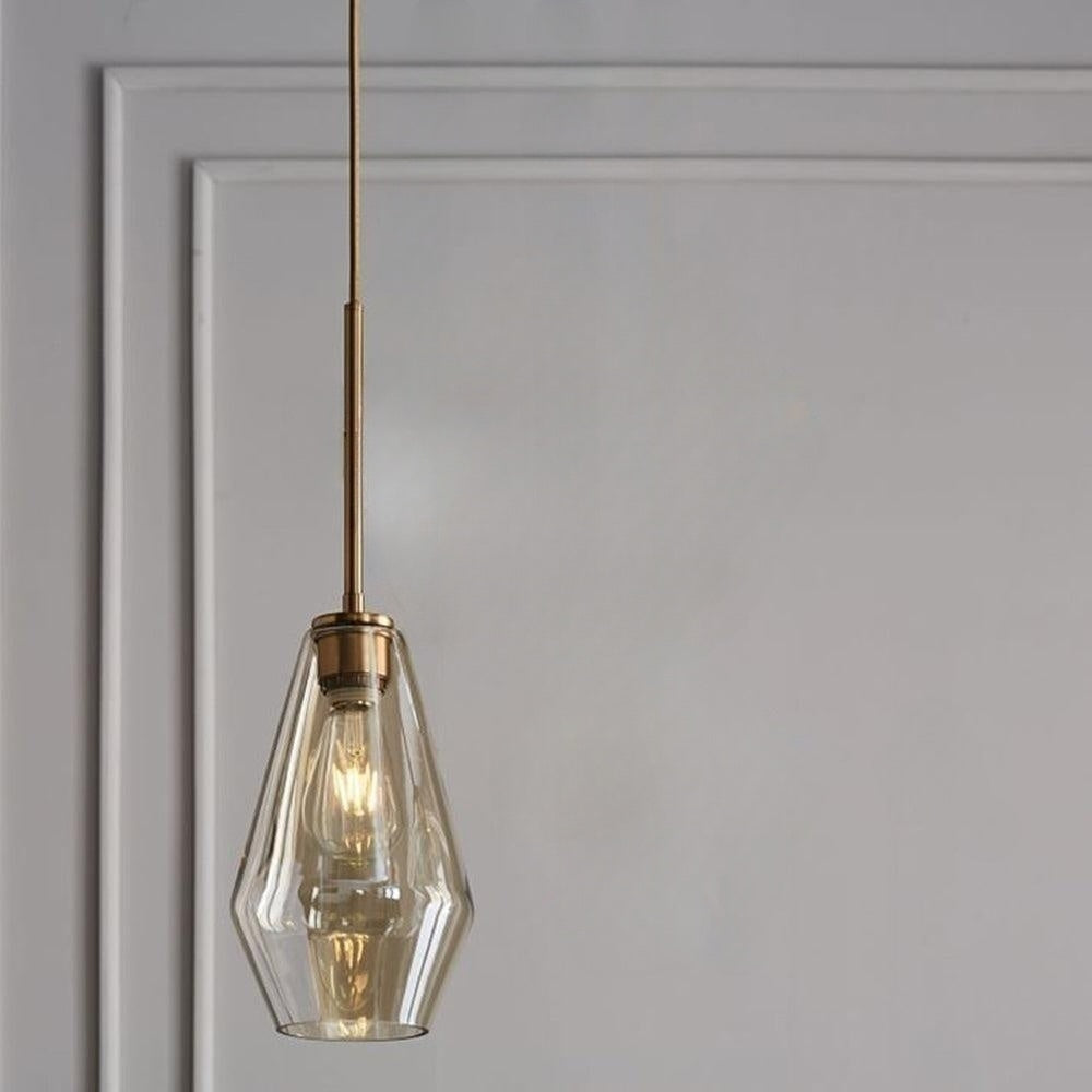 Lampadario di Giugno in Vetro, Trasparente/Ambrato a Forma di Diamante