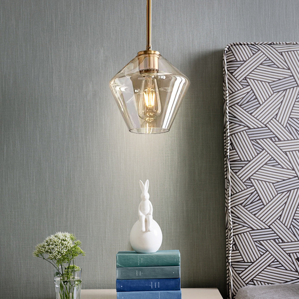 Lampadario di Giugno in Vetro, Trasparente/Ambrato a Forma di Diamante