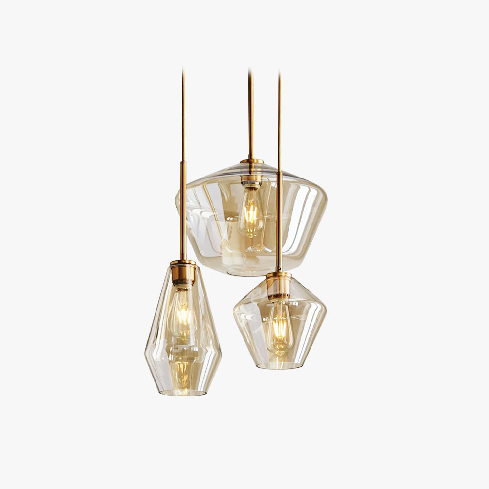 Lampadario di Giugno in Vetro, Trasparente/Ambrato a Forma di Diamante