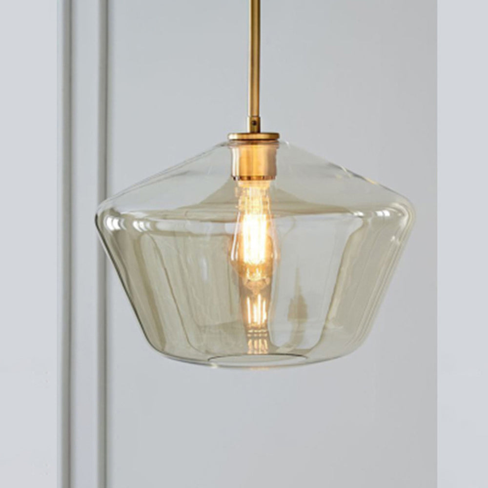 Lampadario di Giugno in Vetro, Trasparente/Ambrato a Forma di Diamante