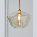 Lampadario di Giugno in Vetro, Trasparente/Ambrato a Forma di Diamante