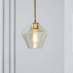 Lampadario di Giugno in Vetro, Trasparente/Ambrato a Forma di Diamante