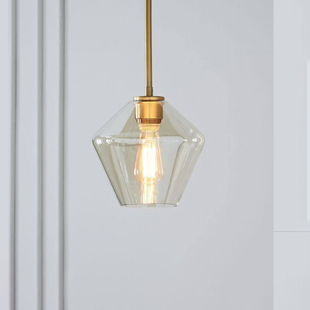 Lampadario di Giugno in Vetro, Trasparente/Ambrato a Forma di Diamante