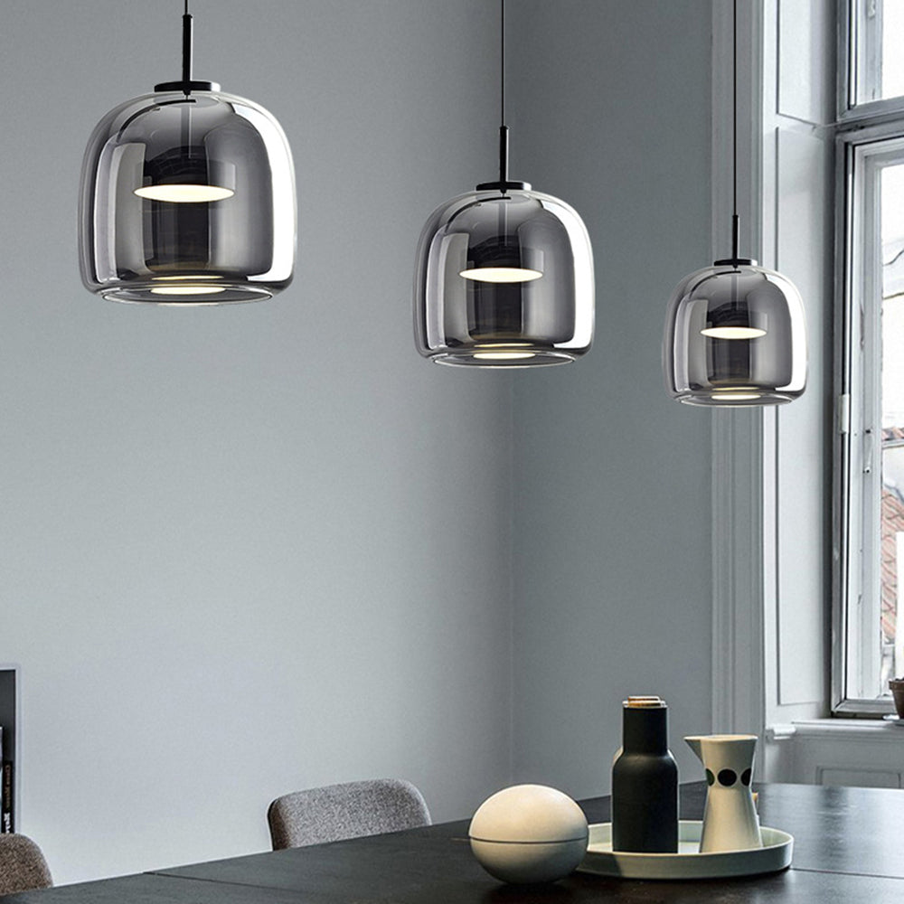 Lampadario in Vetro Moderno di Giugno Trasparente/Amber/Grigio Fumo