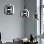 Lampadario in Vetro Moderno di Giugno Trasparente/Amber/Grigio Fumo