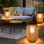 Ray Lanterna Retrò Solare Lampade da Esterno Metallo/Imitazione Rattan