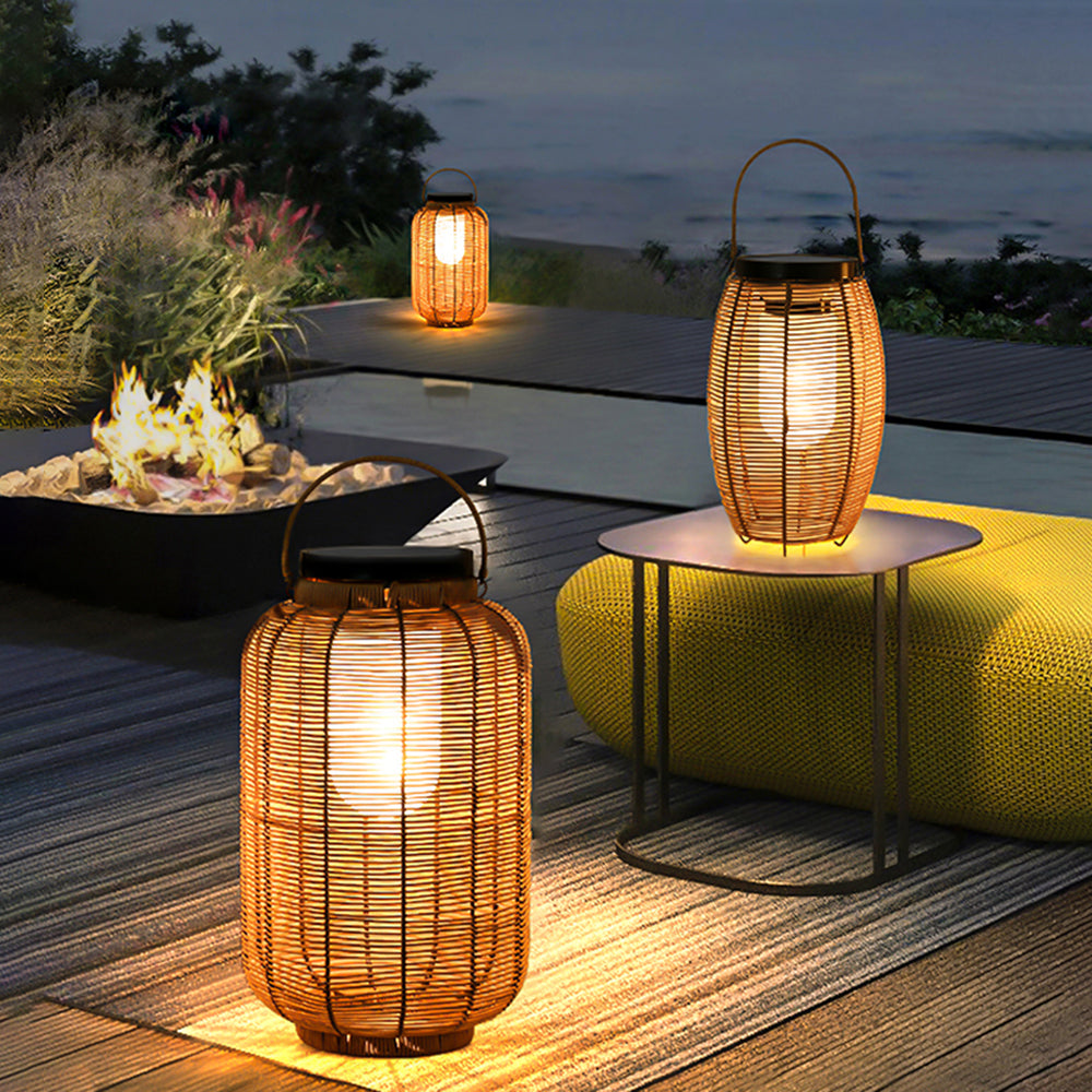 Ray Lanterna Retrò Solare Lampade da Esterno Metallo/Imitazione Rattan