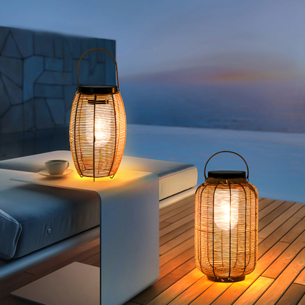 Ray Lanterna Retrò Solare Lampade da Esterno Metallo/Imitazione Rattan
