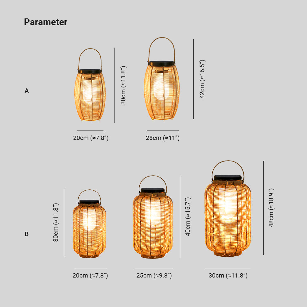 Ray Lanterna Retrò Solare Lampade da Esterno Metallo/Imitazione Rattan