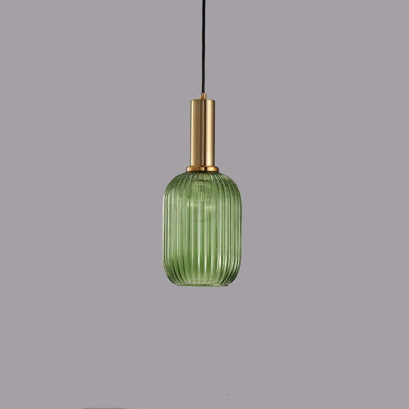 Lanterna in Vetro Striata Minimalista con Sospensione a 1 Luce