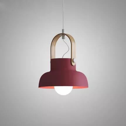 Lampada a Sospensione Moderna Nordica con Manico in Legno 1 Luce