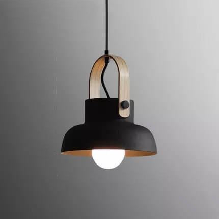 Lampada a Sospensione Moderna Nordica con Manico in Legno 1 Luce