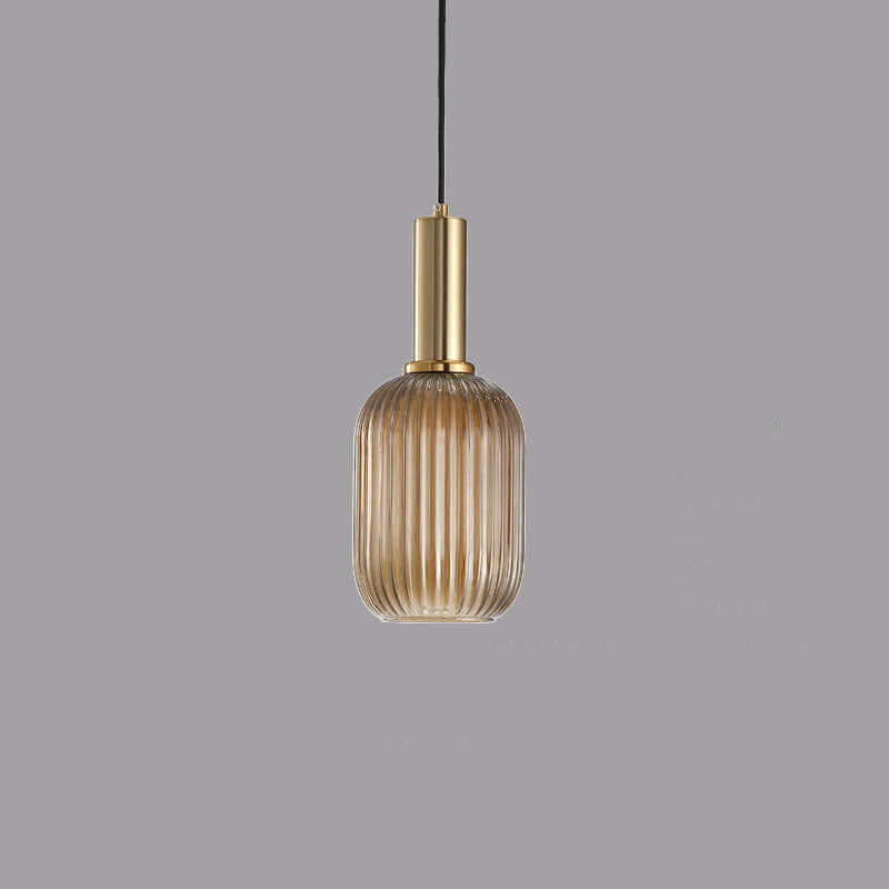 Lanterna in Vetro Striata Minimalista con Sospensione a 1 Luce