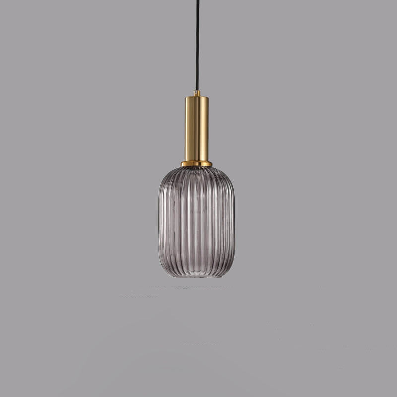 Lanterna in Vetro Striata Minimalista con Sospensione a 1 Luce