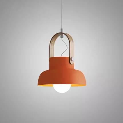 Lampada a Sospensione Moderna Nordica con Manico in Legno 1 Luce