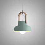 Lampada a Sospensione Moderna Nordica con Manico in Legno 1 Luce