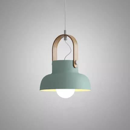 Lampada a Sospensione Moderna Nordica con Manico in Legno 1 Luce