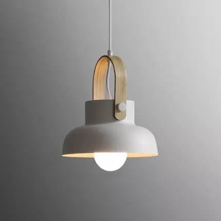 Lampada a Sospensione Moderna Nordica con Manico in Legno 1 Luce