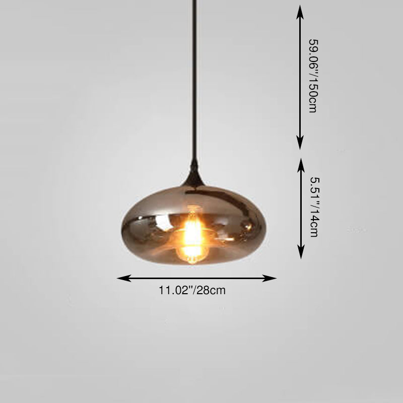 Sospensione LED in Vetro Grigio Fumo Moderno a 1 Luce