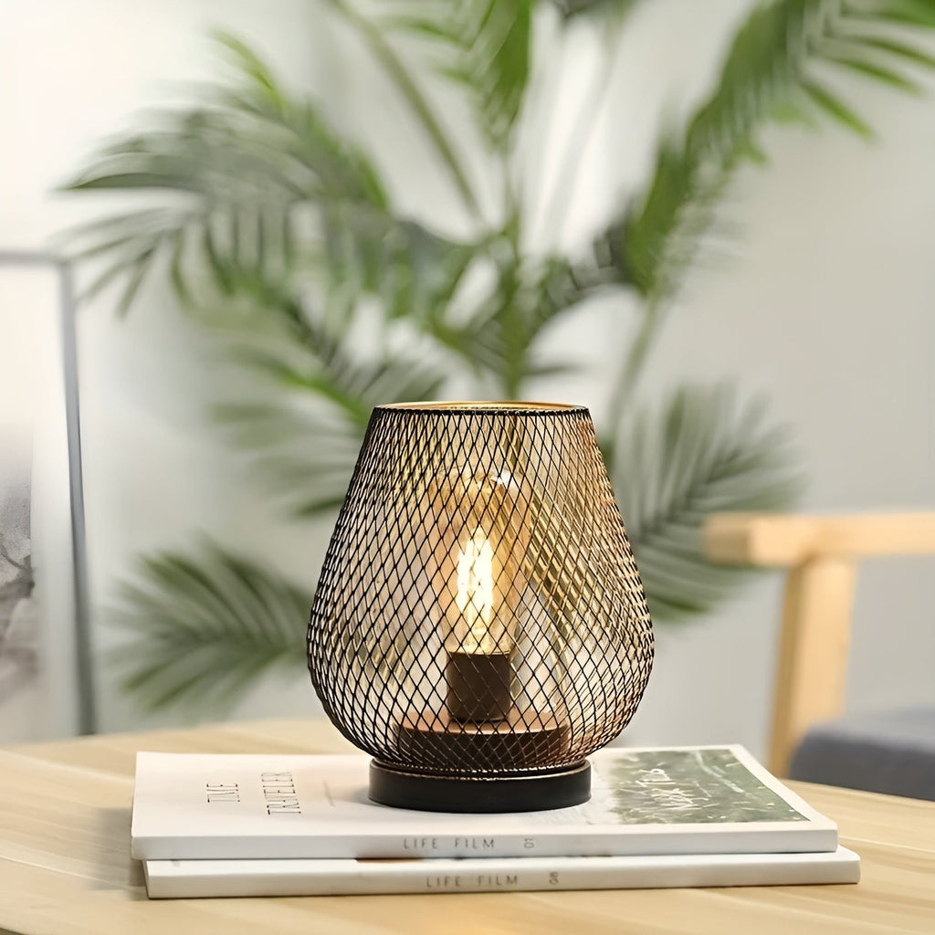 Lampada CageLuxe - Lampada da tavolo LED in metallo a gabbia senza fili
