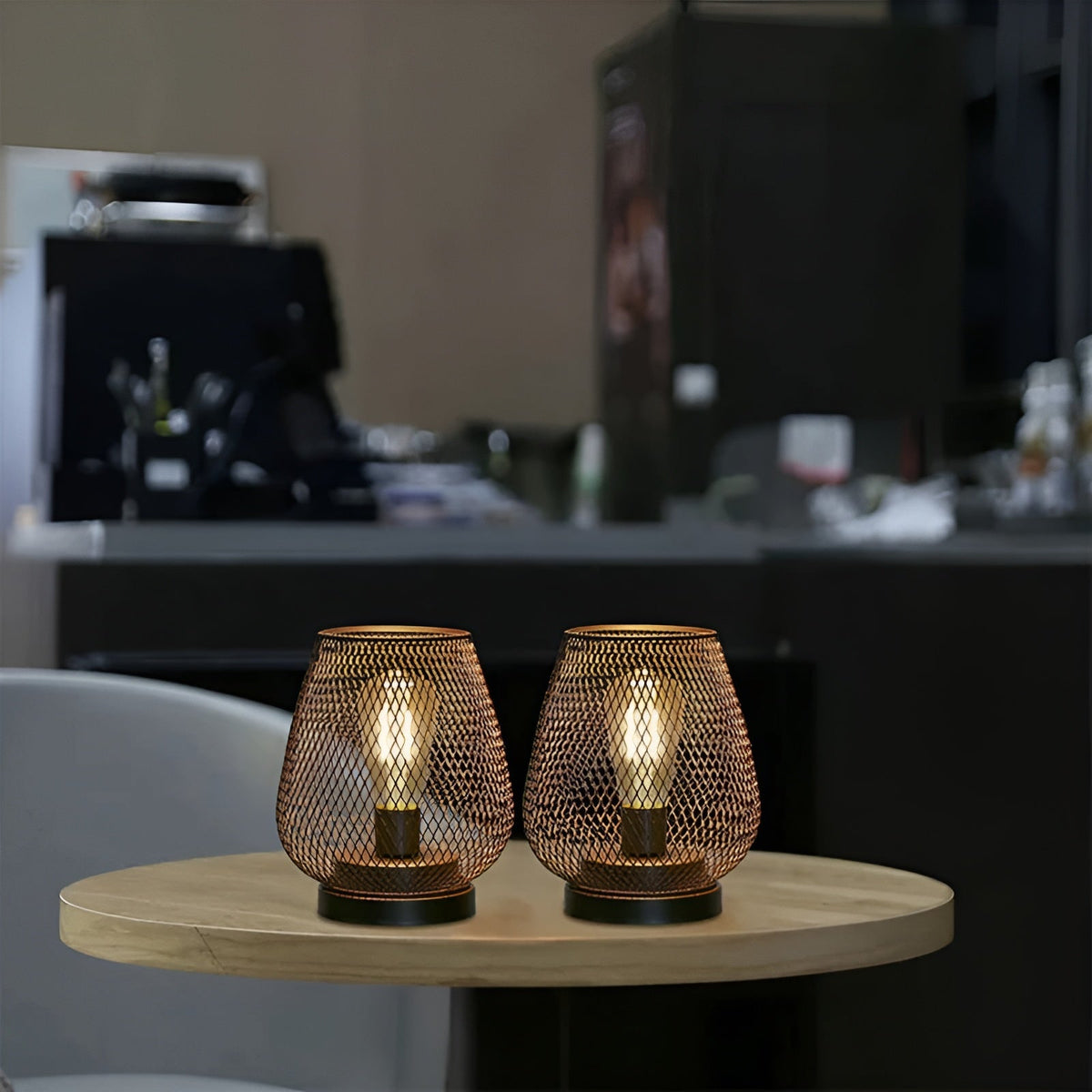 Lampada CageLuxe - Lampada da tavolo LED in metallo a gabbia senza fili