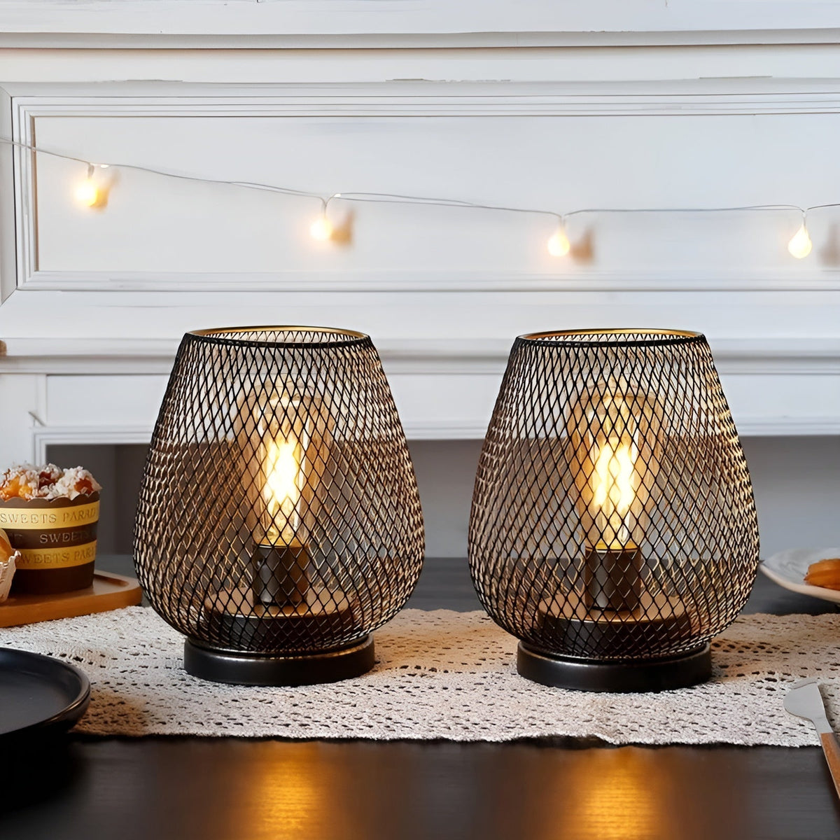 Lampada CageLuxe - Lampada da tavolo LED in metallo a gabbia senza fili