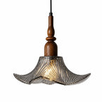 Adikia Lampadario Artistico in Vetro e Legno Moderno