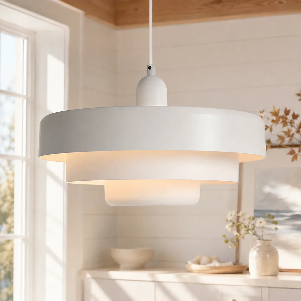 Aetna Scandinavian Triple Layer Disc Colorful Pendant Light