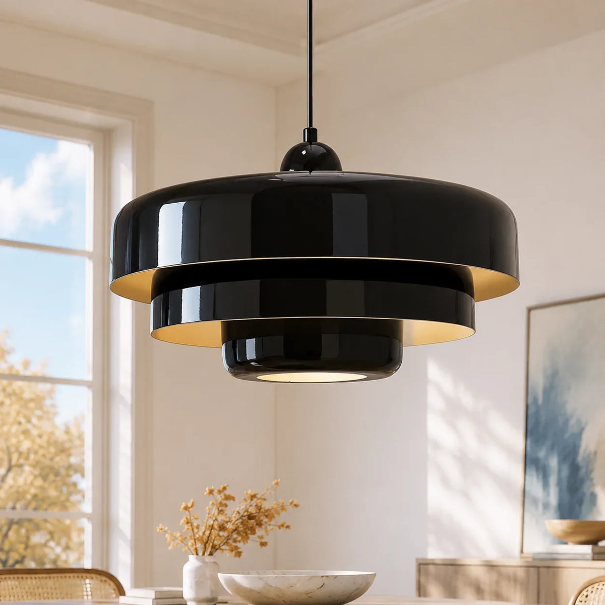 Aetna Scandinavian Triple Layer Disc Colorful Pendant Light