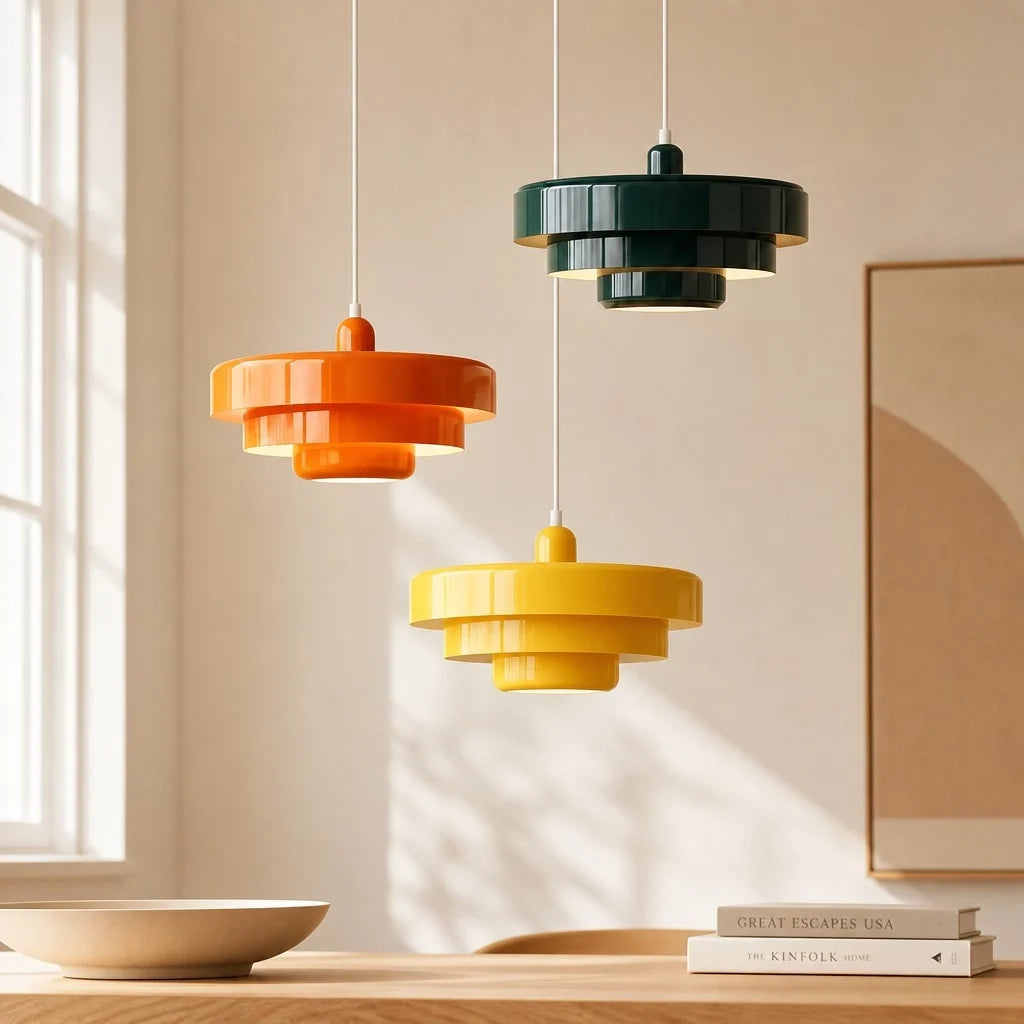 Aetna Scandinavian Triple Layer Disc Colorful Pendant Light