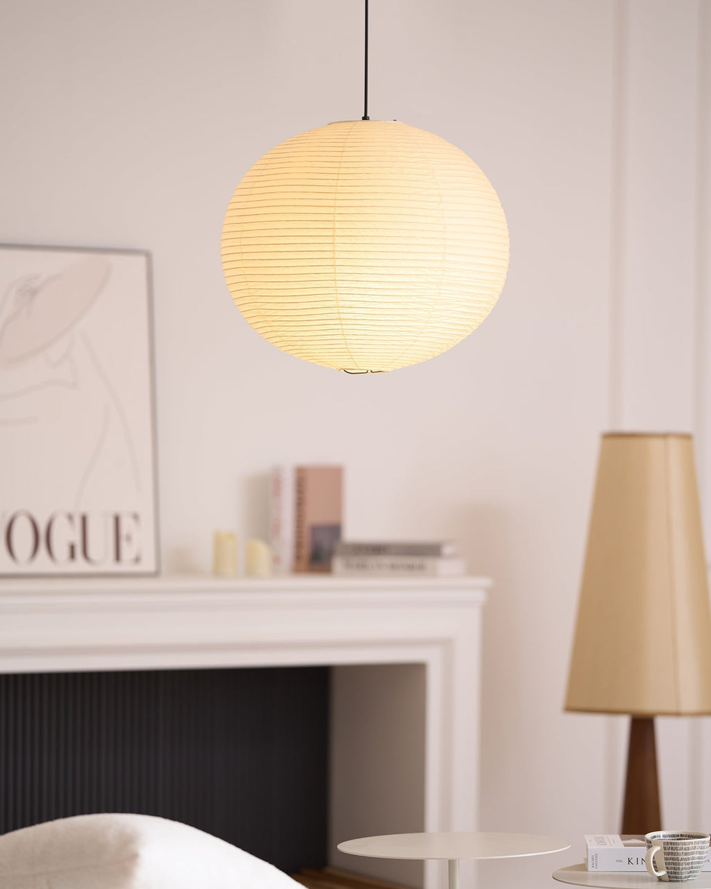 Lampada a sospensione in carta ispirata al Giappone con luce ambientale soffusa