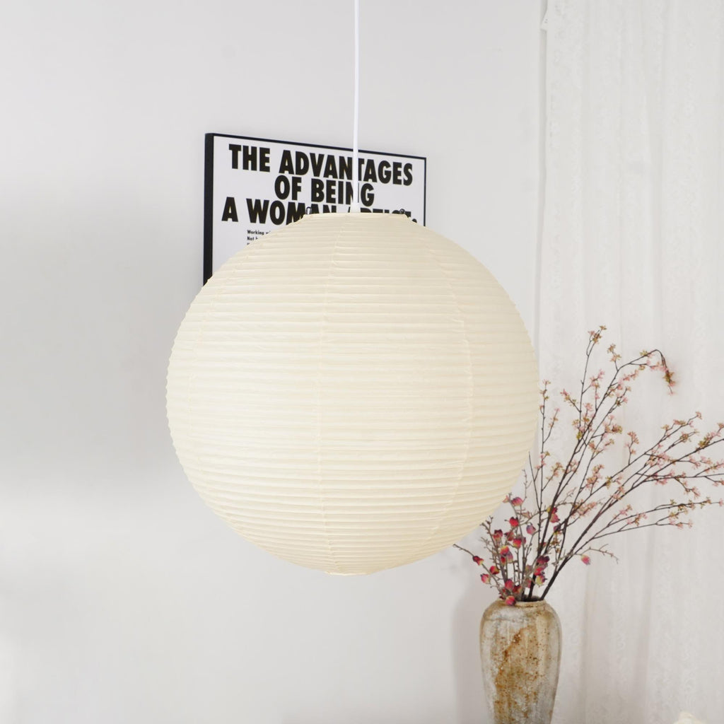Lampada a sospensione in carta ispirata al Giappone con luce ambientale soffusa