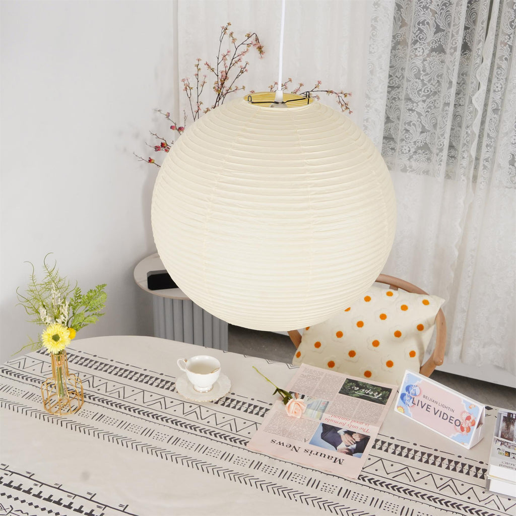 Lampada a sospensione in carta ispirata al Giappone con luce ambientale soffusa