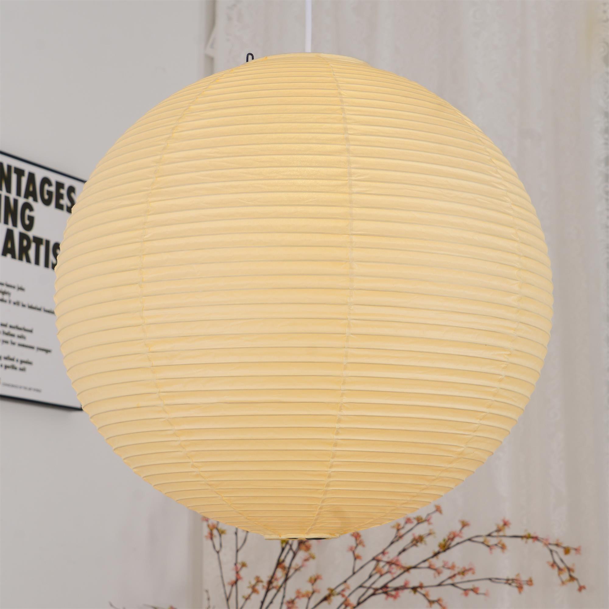 Lampada a sospensione in carta ispirata al Giappone con luce ambientale soffusa