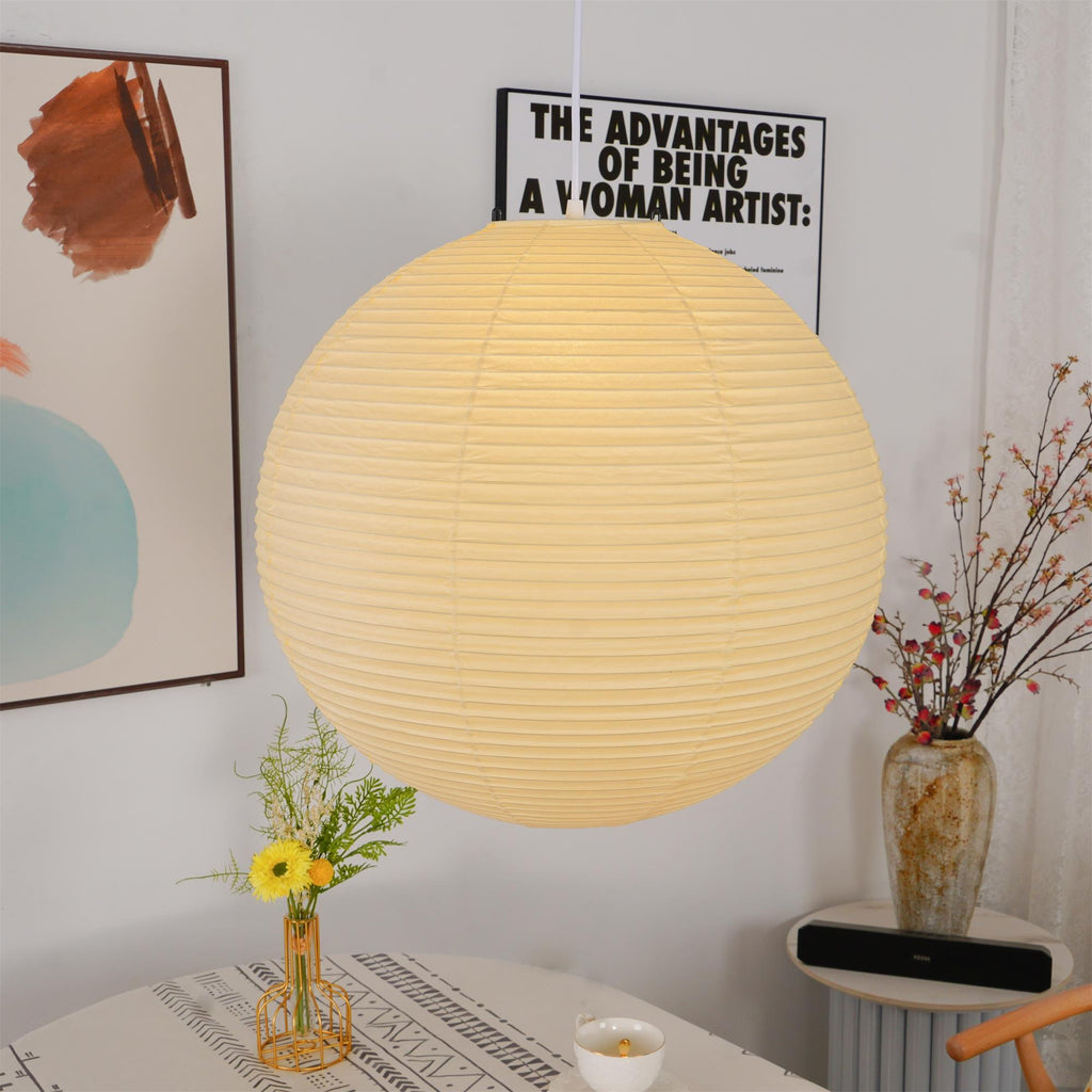 Lampada a sospensione in carta ispirata al Giappone con luce ambientale soffusa