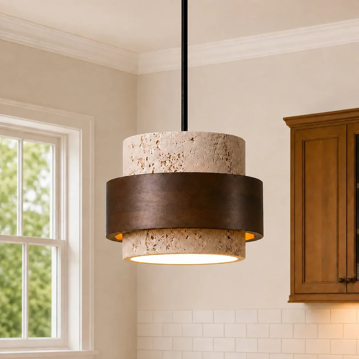 Aksel Vintage Lampada a Sospensione in Travertino Cilindrico
