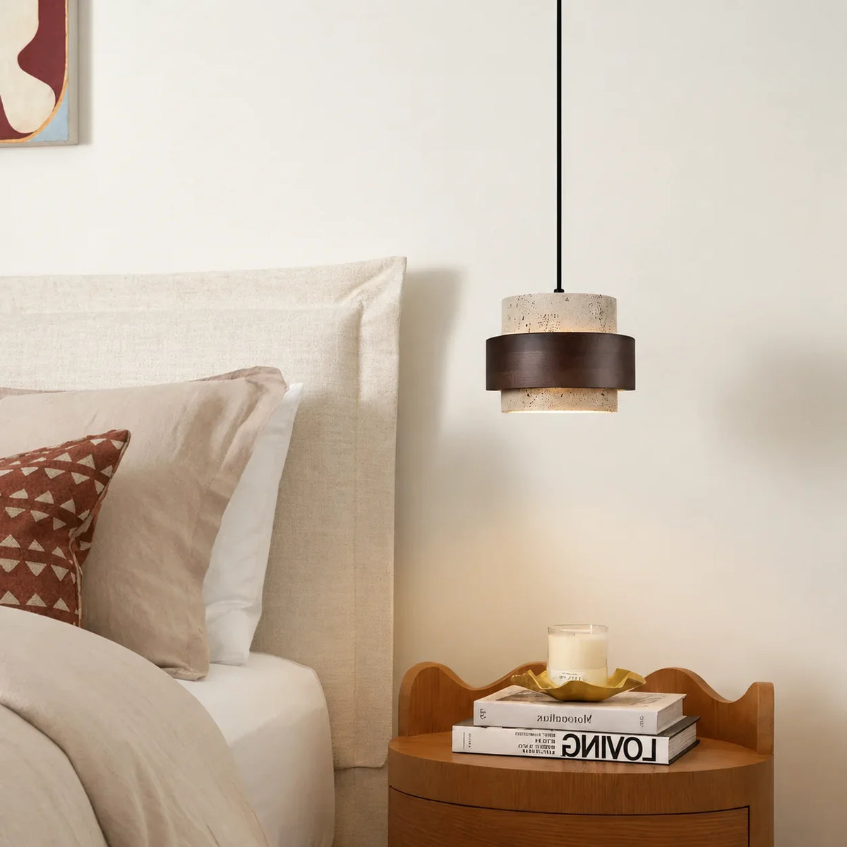 Aksel Vintage Lampada a Sospensione in Travertino Cilindrico
