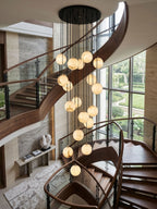 Lampadario a Cluster di Sfere in Alabastro