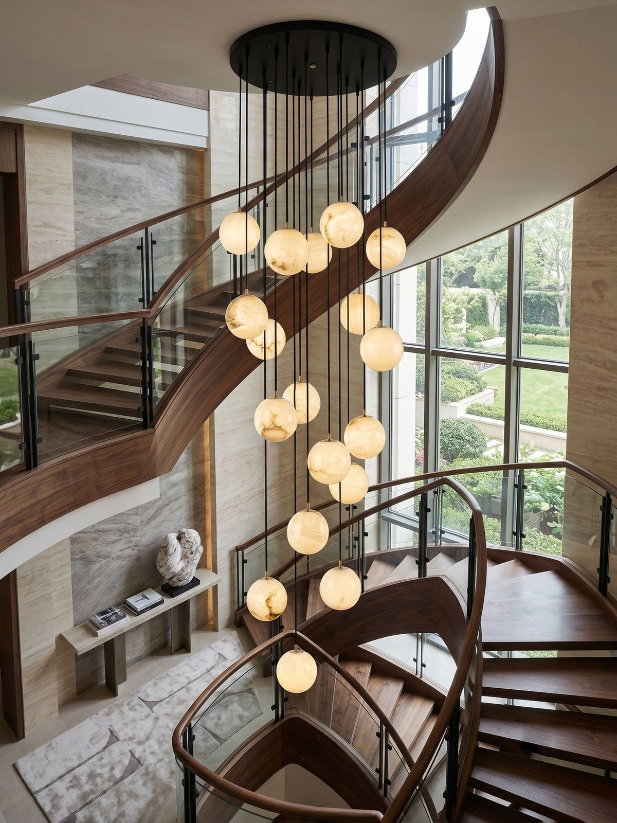 Lampadario a Cluster di Sfere in Alabastro
