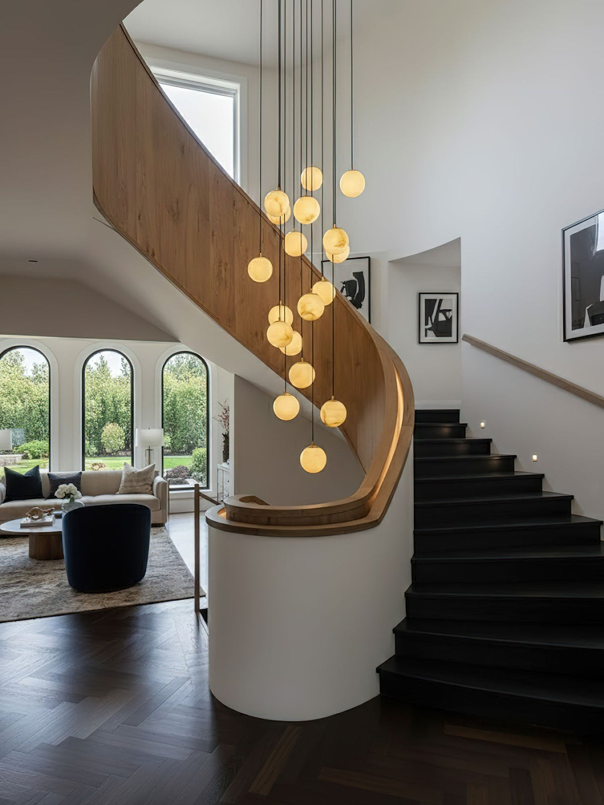 Lampadario a Cluster di Sfere in Alabastro