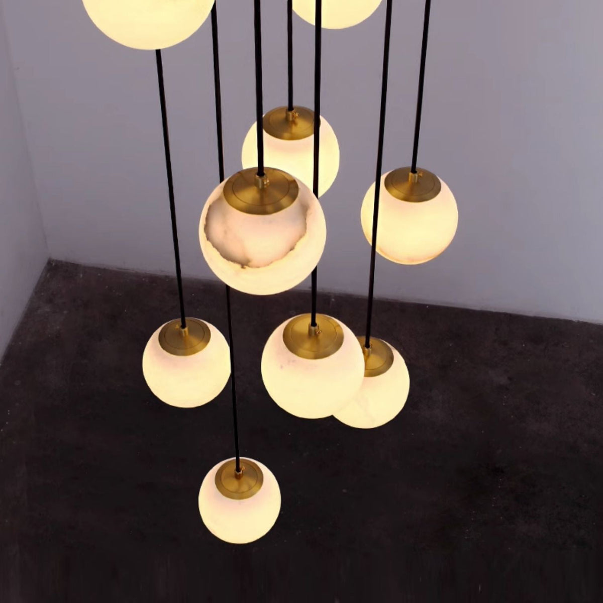 Lampadario a Cluster di Palline di Alabastro