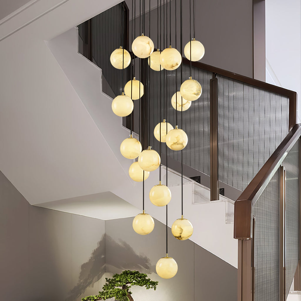 Lampadario a Cluster di Palline di Alabastro