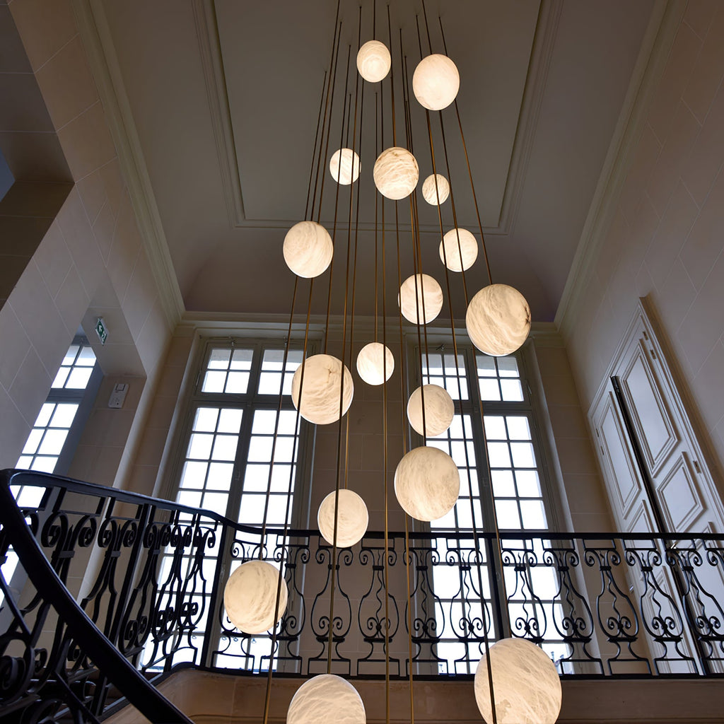 Lampadario a Cluster di Palline di Alabastro