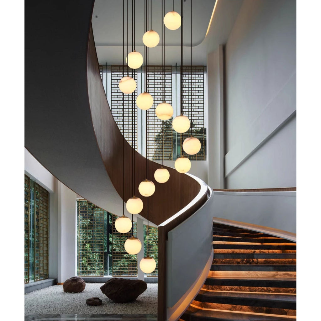 Lampadario a Cluster di Palline di Alabastro