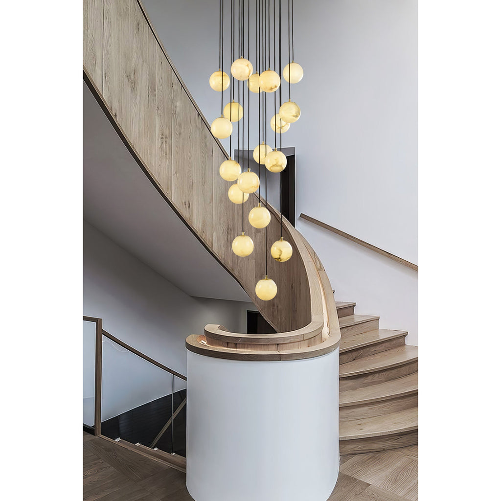 Lampadario a Cluster di Palline di Alabastro