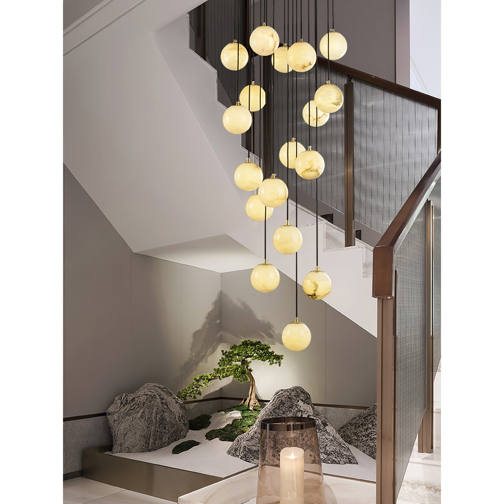 Lampadario a Cluster di Palline di Alabastro